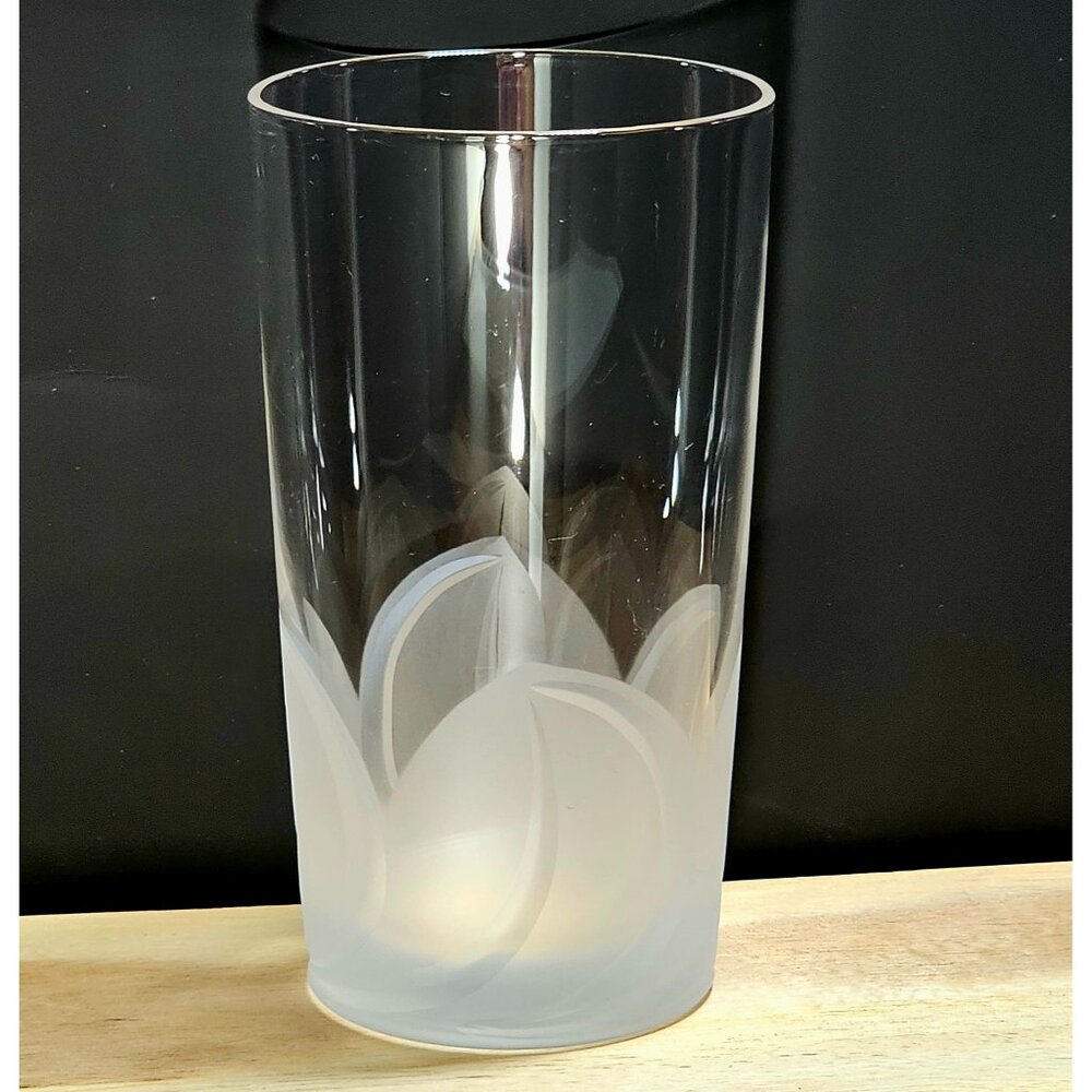 Cristal D'Arques Florence Highball Glass 5.25" crystal frosted 3D petals romanti